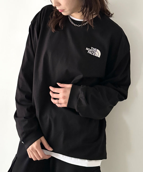 THE NORTH FACE(ザ・ノースフェイス)/ワンポイント ロゴ刺繍 ステッチ 切り替え 長袖 ロンT/ESSENTIAL L/S R/TEE | IM2251049 | ブラック系その他