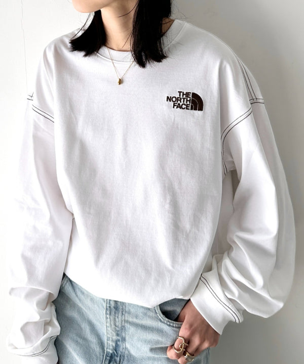 THE NORTH FACE(ザ・ノースフェイス)/ワンポイント ロゴ刺繍 ステッチ 切り替え 長袖 ロンT/ESSENTIAL L/S R/TEE | IM2251049 | ホワイト