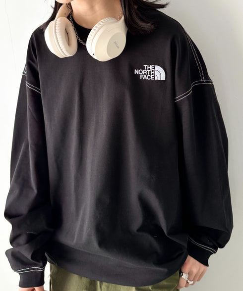 THE NORTH FACE(ザ・ノースフェイス)/ワンポイント ロゴ刺繍 ステッチ 切り替え 長袖 ロンT/ESSENTIAL L/S R/TEE | IM2251049 | ブラック