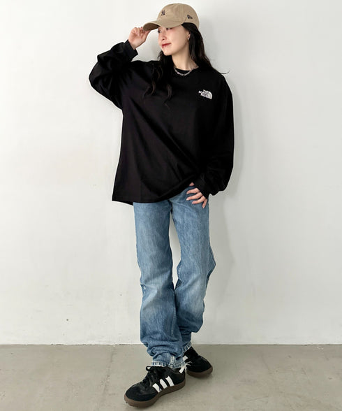 THE NORTH FACE(ザ・ノースフェイス)/ワンポイント ロゴ刺繍 ステッチ 切り替え 長袖 ロンT/ESSENTIAL L/S R/TEE | IM2251049 | ブラック系その他