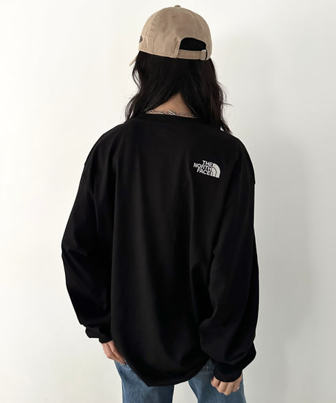 THE NORTH FACE(ザ・ノースフェイス)/ワンポイント ロゴ刺繍 ステッチ 切り替え 長袖 ロンT/ESSENTIAL L/S R/TEE | IM2251049 | ブラック系その他