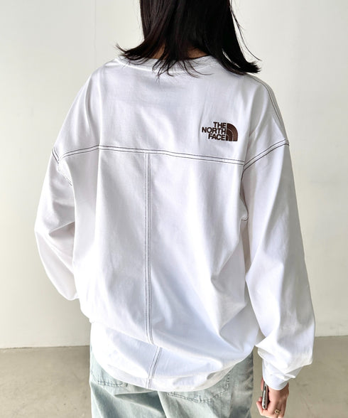 THE NORTH FACE(ザ・ノースフェイス)/ワンポイント ロゴ刺繍 ステッチ 切り替え 長袖 ロンT/ESSENTIAL L/S R/TEE | IM2251049 | ホワイト