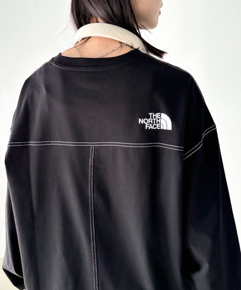 THE NORTH FACE(ザ・ノースフェイス)/ワンポイント ロゴ刺繍 ステッチ 切り替え 長袖 ロンT/ESSENTIAL L/S R/TEE | IM2251049 | ブラック