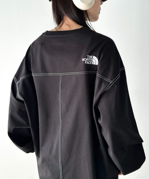 THE NORTH FACE(ザ・ノースフェイス)/ワンポイント ロゴ刺繍 ステッチ 切り替え 長袖 ロンT/ESSENTIAL L/S R/TEE | IM2251049 | ブラック