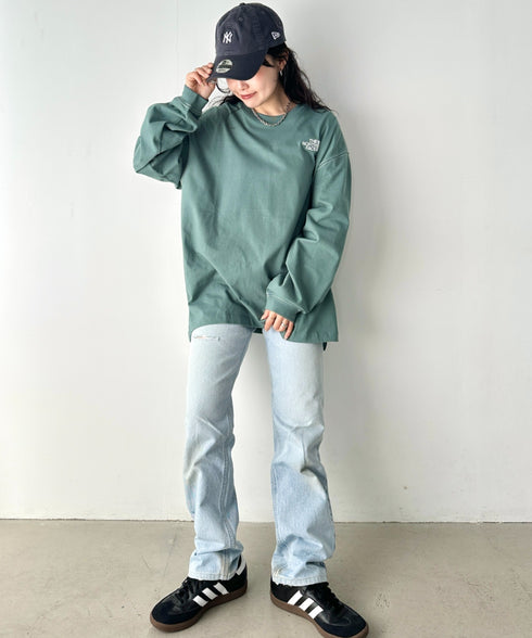 THE NORTH FACE(ザ・ノースフェイス)/ワンポイント ロゴ刺繍 ステッチ 切り替え 長袖 ロンT/ESSENTIAL L/S R/TEE | IM2251049 | グリーン