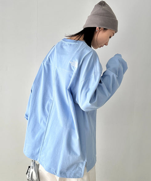 THE NORTH FACE(ザ・ノースフェイス)/ワンポイント ロゴ刺繍 ステッチ 切り替え 長袖 ロンT/ESSENTIAL L/S R/TEE | IM2251049 | ブルー