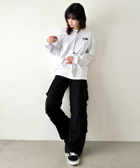 THE NORTH FACE(ザ・ノースフェイス)/ワンポイント ロゴ刺繍 ステッチ 切り替え 長袖 ロンT/ESSENTIAL L/S R/TEE | IM2251049 | ホワイト系その他