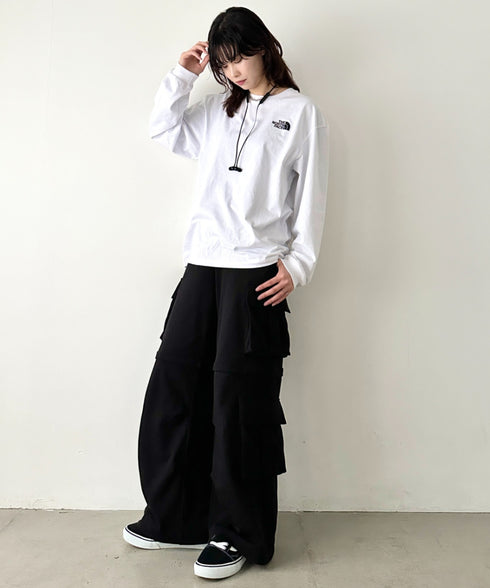 THE NORTH FACE(ザ・ノースフェイス)/ワンポイント ロゴ刺繍 ステッチ 切り替え 長袖 ロンT/ESSENTIAL L/S R/TEE | IM2251049 | ホワイト系その他