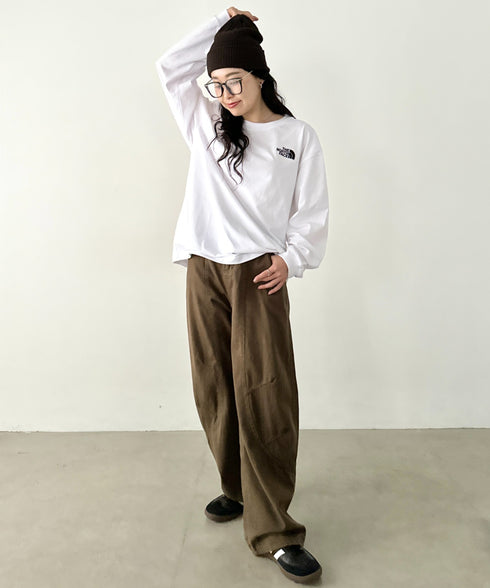 THE NORTH FACE(ザ・ノースフェイス)/ワンポイント ロゴ刺繍 ステッチ 切り替え 長袖 ロンT/ESSENTIAL L/S R/TEE | IM2251049 | ホワイト系その他