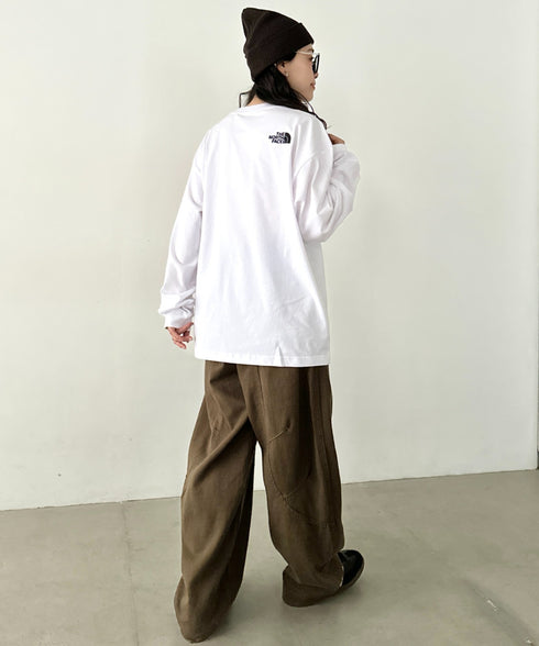 THE NORTH FACE(ザ・ノースフェイス)/ワンポイント ロゴ刺繍 ステッチ 切り替え 長袖 ロンT/ESSENTIAL L/S R/TEE | IM2251049 | ホワイト系その他
