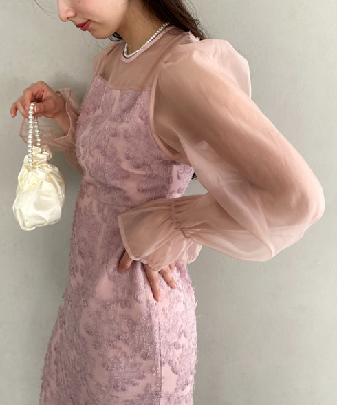 【お気に入り10000越え♪】ラウンドネックシアーロングワンピース ドレス 結婚式お呼ばれオケージョンパーティー | MD2251080 | ピンク