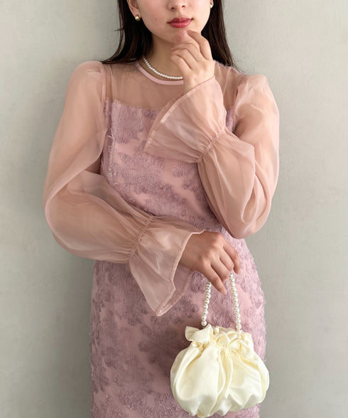 【お気に入り10000越え♪】ラウンドネックシアーロングワンピース ドレス 結婚式お呼ばれオケージョンパーティー | MD2251080 | ピンク