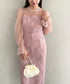 【お気に入り10000越え♪】ラウンドネックシアーロングワンピース ドレス 結婚式お呼ばれオケージョンパーティー | MD2251080 | ピンク