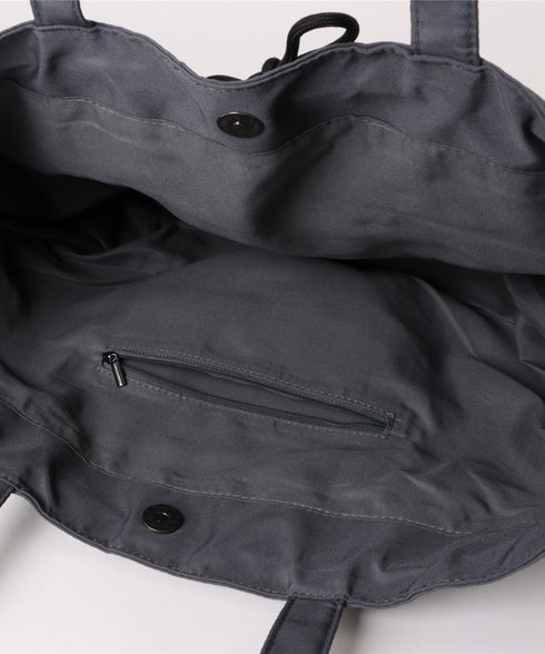 【A4収納可／詳細動画付き】大容量 軽量 多収納トートバッグ ナイロン巾着バッグ | WR1255011 | チャコールグレー