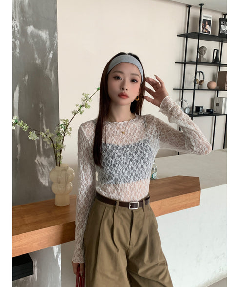 【DROP】フローラルレースシアーロングTシャツ | WOMEN | EV2251001 | ホワイト