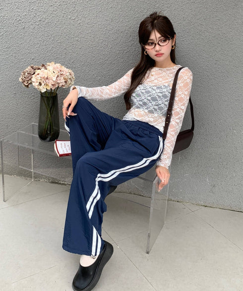 フラワーレースシアーロングTシャツ | WOMEN | EV2251002 | ホワイト