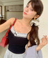 ★レーストリムリボンキャミソール　カップ付き | WOMEN | EV2255003 | ブラック