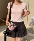 レーストリムリブショートTシャツ | EV2252005 | ピンク