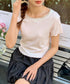 レーストリムリブショートTシャツ | EV2252005 | ピンク