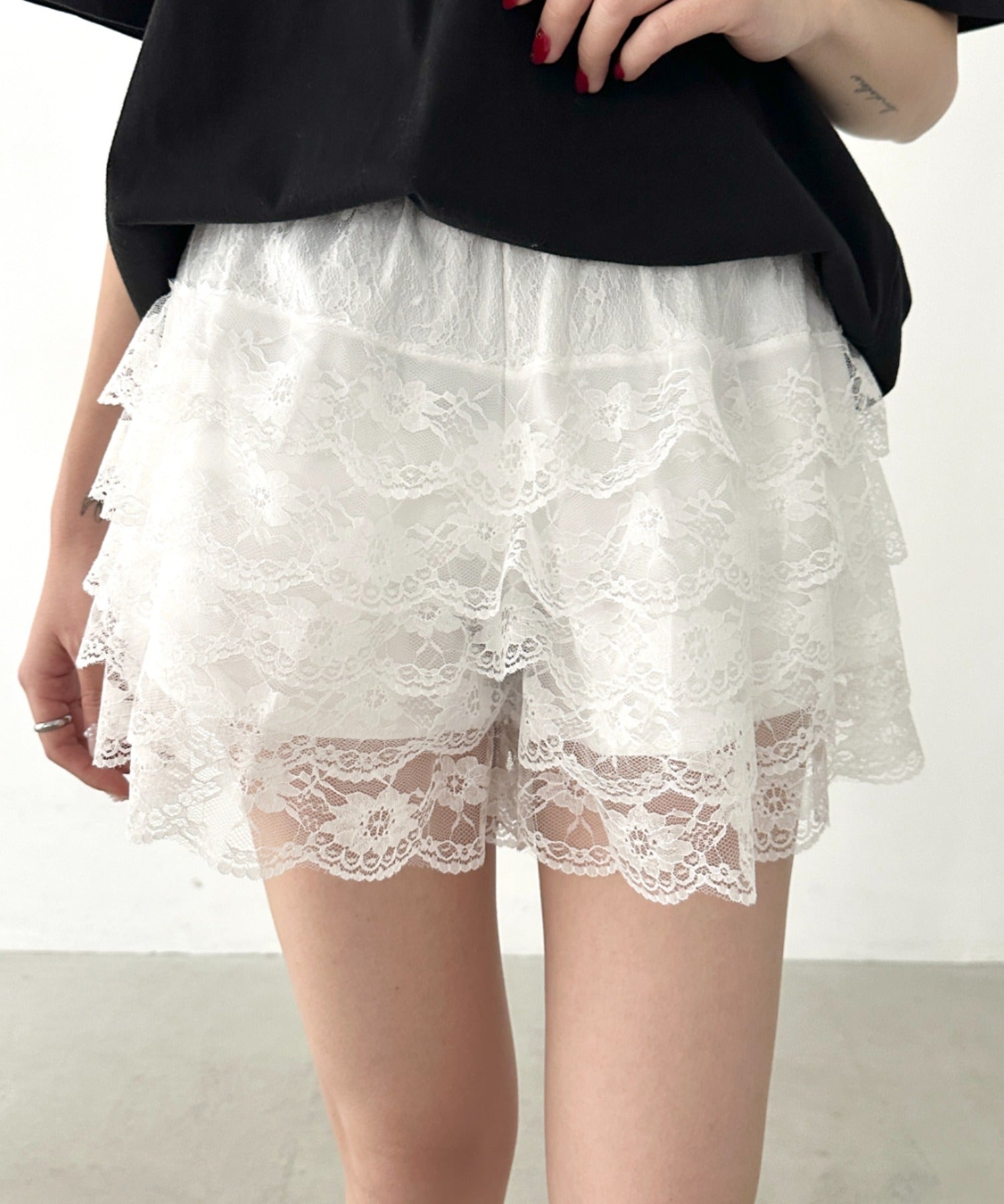 Cecileショートパンツ オフ白 トーションレース Cecileショートパンツ オフ白 トーションレース レースショートパンツ
