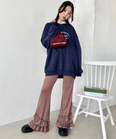 ダブルフリルリブフレアパンツ | NU2255204 | モカ