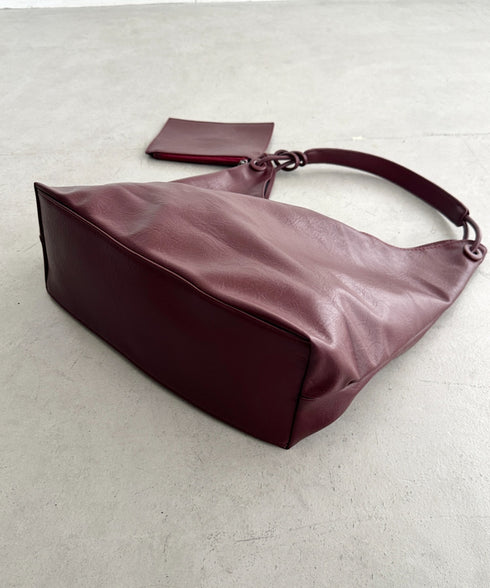 ポーチ付きワンハンドルPUトートバッグ | BA1255020 | ブラウン