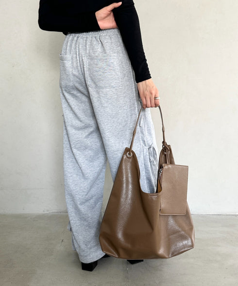 ポーチ付きワンハンドルPUトートバッグ | BA1255020 | ブラウン