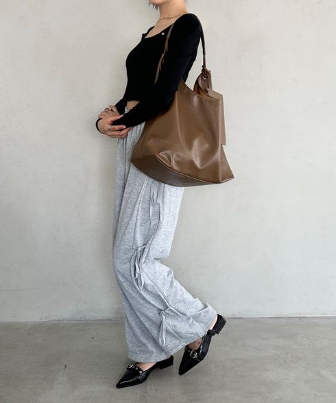 ポーチ付きワンハンドルPUトートバッグ | BA1255020 | ブラウン