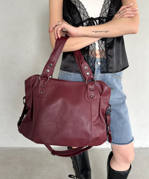 サイドベルトPUボストンバッグ | BA1255023 | レッド