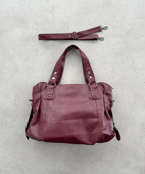 サイドベルトPUボストンバッグ | BA1255023 | レッド