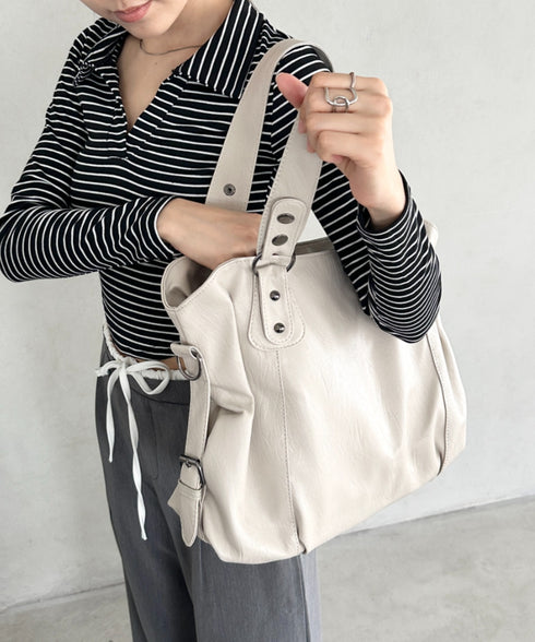 サイドベルトPUボストンバッグ | BA1255023 | アイボリー