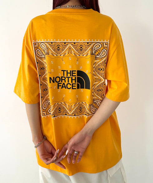 THE NORTH FACE(ザ・ノースフェイス)/ビッグロゴ プリント バンダナ 半袖 Tシャツ/M'S BANDANA S/S R/TEE | IM2251068 | オレンジ