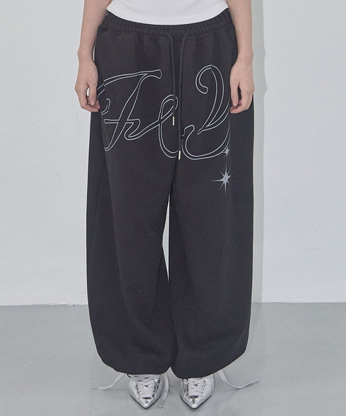 FANCY CLUB(ファンシークラブ)/ワイド ルーズ エンジェル ジョガー スウェットパンツ/ANGEL VINTAGE SWEATPANTS | AT2252011 | ブラック