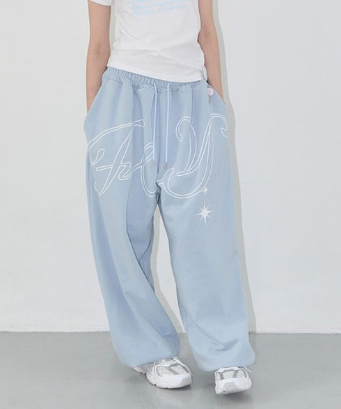 FANCY CLUB(ファンシークラブ)/ワイド ルーズ エンジェル ジョガー スウェットパンツ/ANGEL VINTAGE SWEATPANTS | AT2252011 | ブルー
