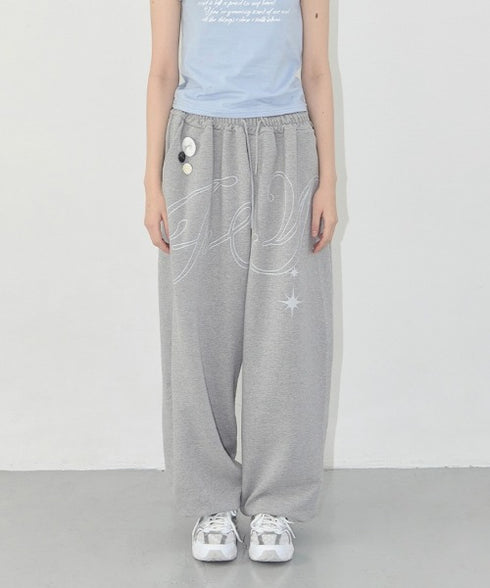 FANCY CLUB(ファンシークラブ)/ワイド ルーズ エンジェル ジョガー スウェットパンツ/ANGEL VINTAGE SWEATPANTS | AT2252011 | グレー
