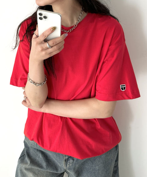 NEWTRAL(ニュートラル)/205 5.6oz スタンダードエンブレムT/サイズ展開多数 コットン 無地 半袖 Tシャツ | NT2009005 | レッド