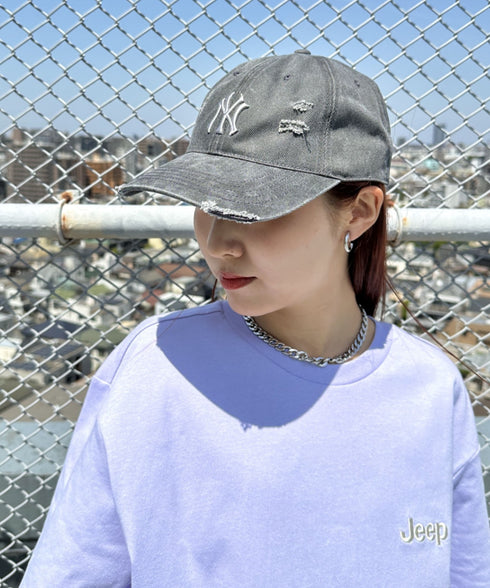 MLB KOREA(エムエルビーコリア)/ダメージ ウォッシング ロゴ刺繍 ベースボール キャップ 帽子/damage washing unstructured ball-cap | AT5252016 | ダークグレー