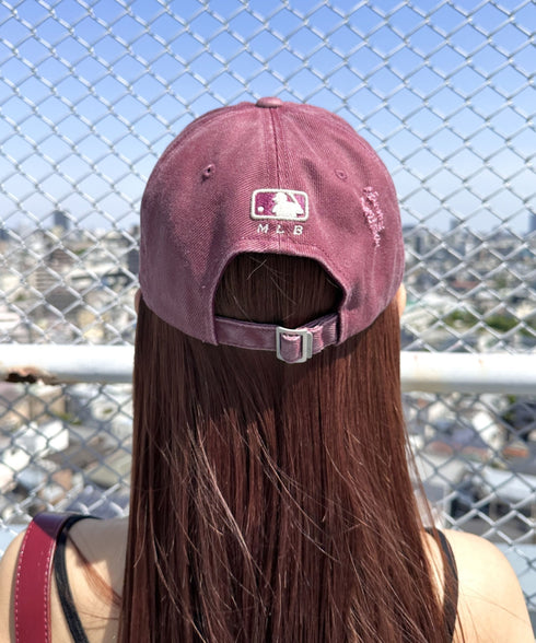 MLB KOREA(エムエルビーコリア)/ダメージ ウォッシング ロゴ刺繍 ベースボール キャップ 帽子/damage washing unstructured ball-cap | AT5252016 | ワインレッド