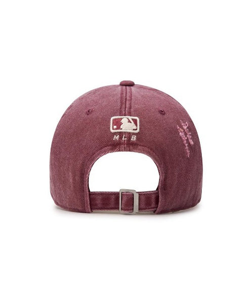 MLB KOREA(エムエルビーコリア)/ダメージ ウォッシング ロゴ刺繍 ベースボール キャップ 帽子/damage washing unstructured ball-cap | AT5252016 | ワインレッド