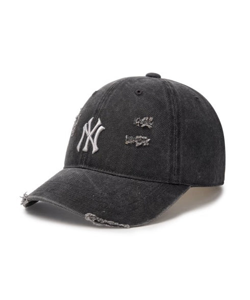 MLB KOREA(エムエルビーコリア)/ダメージ ウォッシング ロゴ刺繍 ベースボール キャップ 帽子/damage washing unstructured ball-cap | AT5252016 | ダークグレー