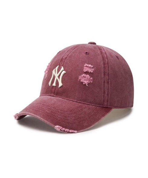 MLB KOREA(エムエルビーコリア)/ダメージ ウォッシング ロゴ刺繍 ベースボール キャップ 帽子/damage washing unstructured ball-cap | AT5252016 | ワインレッド