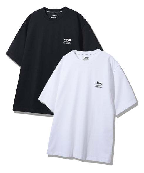 JEEP(ジープ)/2枚組セット 2P ワンポイント ロゴ刺繍 半袖 Tシャツ/2PACK Single air gram t-shirt | AT2252022 | ホワイト×ブラック