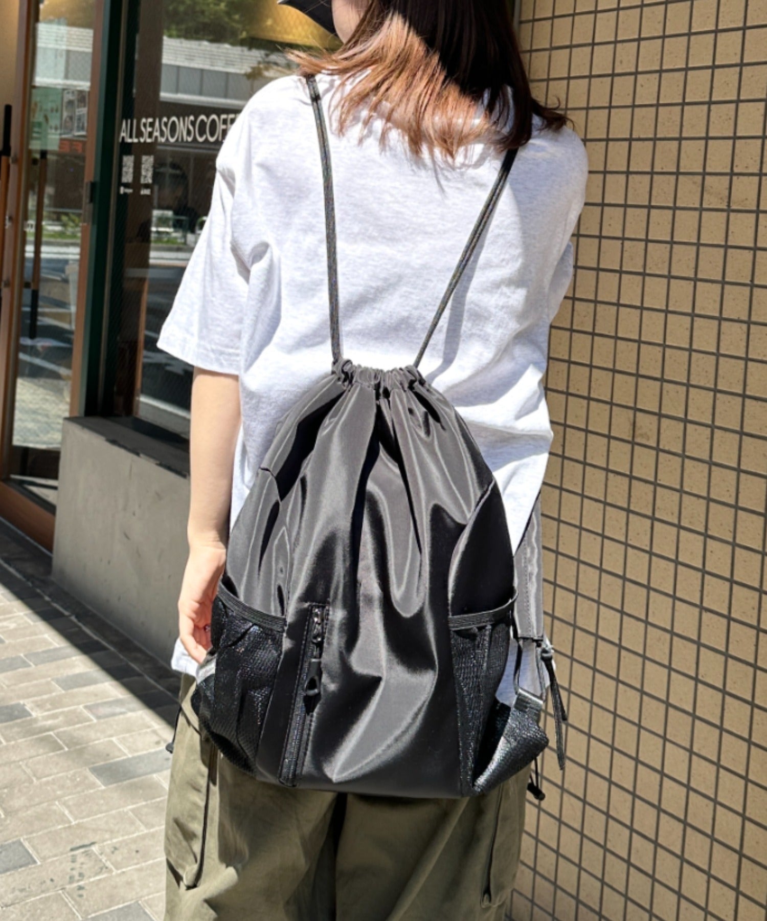 軽量メッシュポケットナップサック | CL1255036 | ブラック