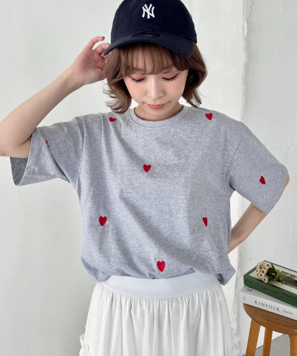 ミニハート刺繍半袖Tシャツ | SL2252018 | グレー