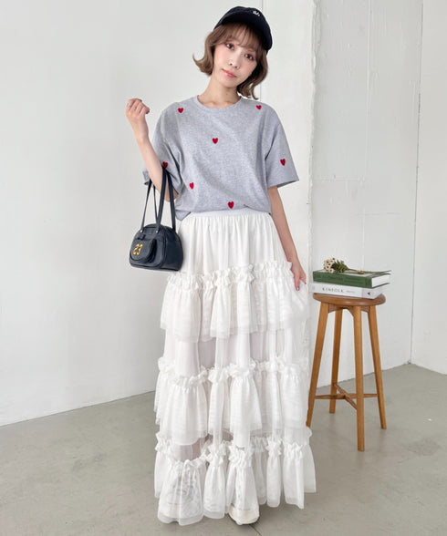 ミニハート刺繍半袖Tシャツ | SL2252018 | グレー