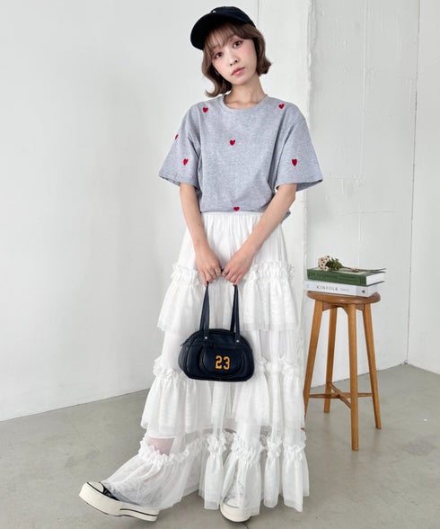 ミニハート刺繍半袖Tシャツ | SL2252018 | グレー