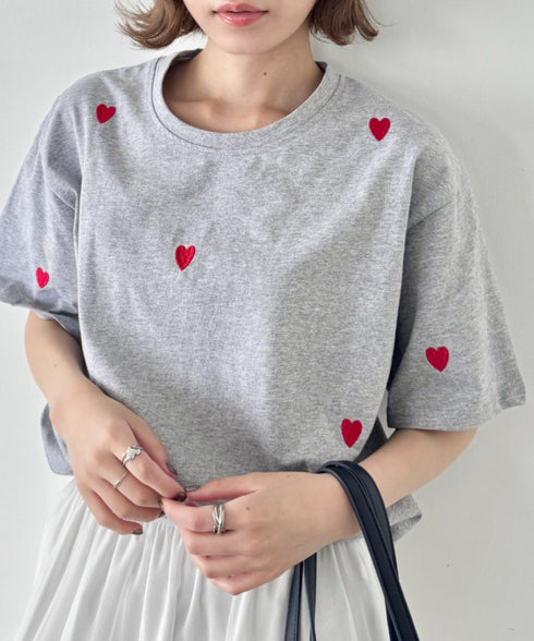 ミニハート刺繍半袖Tシャツ | SL2252018 | グレー