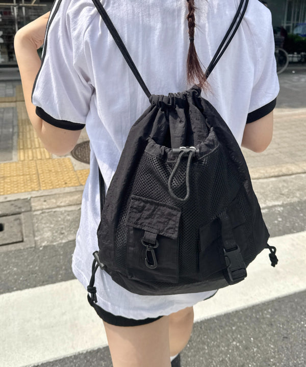 ダブルポケットメッシュナップサック | SL1255067 | ブラック
