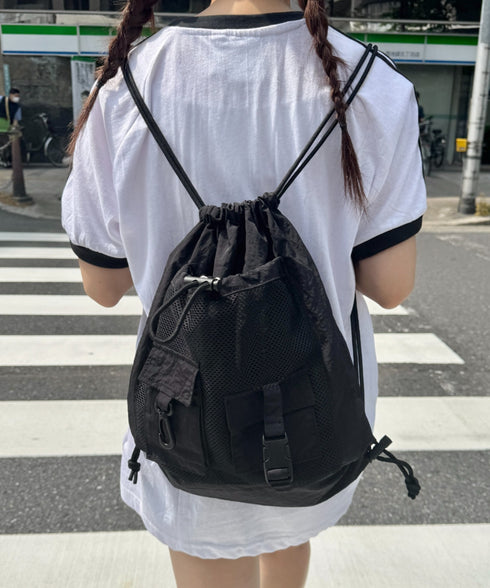 ダブルポケットメッシュナップサック | SL1255067 | ブラック