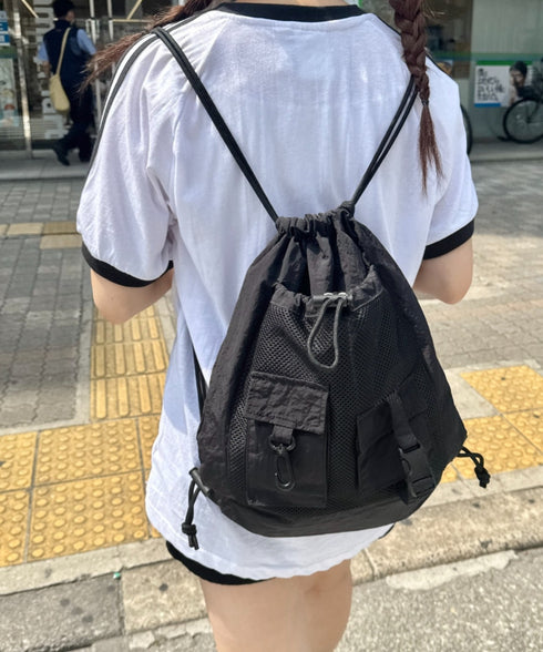 ダブルポケットメッシュナップサック | SL1255067 | ブラック